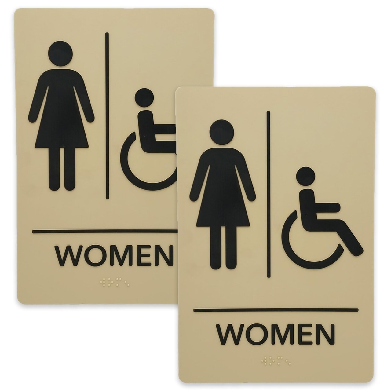 ADA-Compliant Wayfinding Signs – Durable, Non-Glare, Scratch-Resistant & Ready to Install. Featuring Grade 2 Braille & Raised Tactile Text, These Premade Signs Ensure Easy Compliance for Businesses 2 Pack